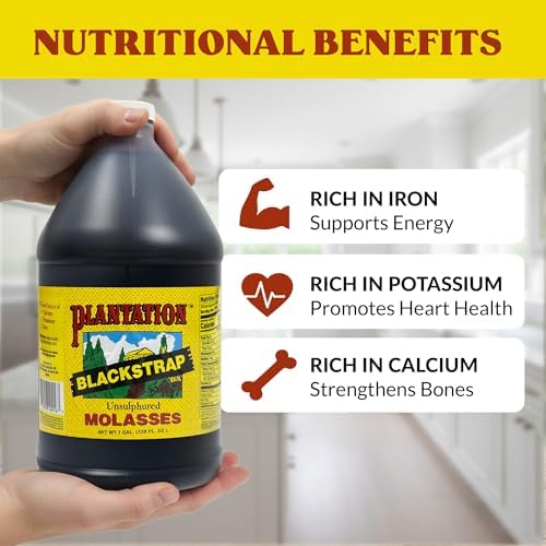Plantation Blackstrap Molasses 1 Gallon (128 oz) – Unsulphured Blackstrap Molasses, Bulk Natural Sweetener for Baking, BBQ, Baked Beans, Gingerbread & Commercial Use