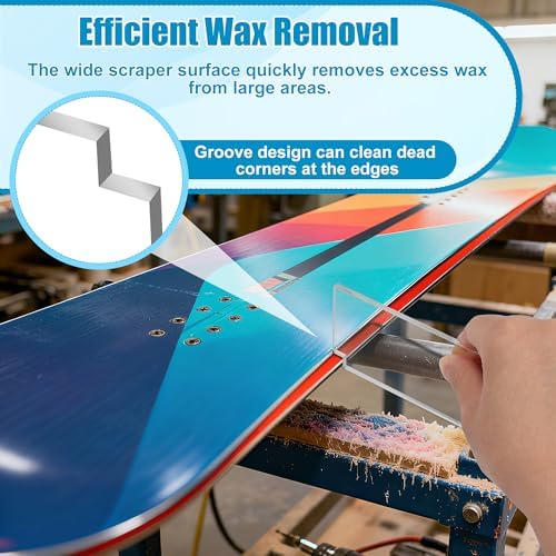 4Pcs Ski Wax Scraper Tool Snowboard 9 x 2.2In Acrylic Wax Scraper for Snowboard Scraper Sharpener with Right Notch and Smooth Edge (4mm Thick)