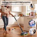 Cordless Electric Mop with Spray & Detachable Water Tank, Lightweight Electric Spin Mop with Headlights for Hardwood Tile Laminate Floors, Long-Lasting Battery, Self-Propelled Floor Cleaner