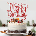 Merry Christmas Birthday cake Toppers,Glitter Christmas Cake Decorations for Holiday Xmas Party, Ice Cream Celebrations，Cake Topper Picks 。
