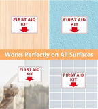 First Aid Sign, (2 Pack) Self Adhesive First Aid Kit Sign for Wall, Aluminum Metal Signs With 2 Pre-drilled Holes (9 x 6 inches, White/Red)