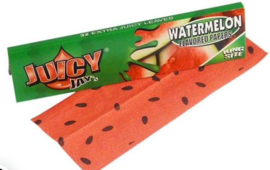 1 Box Juicy Jay's King Size Slim Rolling Papers - Watermelon Flavored - 24 Packs / 1 Full Box