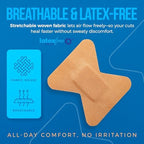 Flexible Fabric Bandages - Flex Fabric Adhesive Bandages Finger-Tip Care and to Protect Wounds from Infection - (100 Count Box)