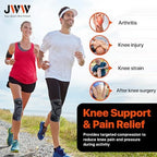 JWW Knee Compression Sleeve 2 Pack for Men and Women, Knee Brace for Knee Pain Relief, Comfortable Support for Running, Workout Sports and Daily Wear, Meniscus, ACL and Arthritis Recovery (Black, M)