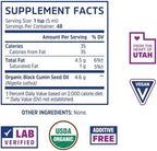 Zhou Organic Black Seed Oil - Black Cumin Seed Oil Cold Pressed, Nigella Sativa, Pure Unrefined Blackseed Liquid, Premium Supplement for Health with Thymoquinone, Omega 3 6 9 - 8 Fl Oz (Pack of 1)