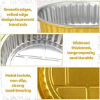 Zhehao 20 Pcs Aluminum Foil Pans with Lids 2x Thicker Heavy Duty Foil Disposable Baking Pans Cookware Tin Food Containers for Cake Pie Cooking Oven(31 Oz,Gold)
