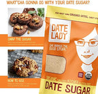 Date Lady Date Sugar, 1 lb, Organic | 100% Whole Food | Vegan, Paleo, Gluten-free & Kosher | Sugar Substitute and Alternative Sweetener for Baking | Will Not Dissolve in Your Coffee (2 Bags)