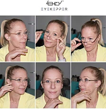 Eyekepper 6-Pack Mix Color Small Lenes Rimless Reading Glasses Women - Frameless Reader Eyeglasses for Men Reading +1.50