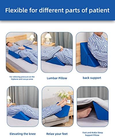 Fanwer Positioning Wedge Pillow for Side Sleeping (3 in 1), 40 Degree Triangle Bed Wedges & Body Positioners for Back Pain, Preventing Bedsores, After Surgery, Knees Elevated, Pregnancy