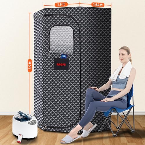 Sauna Box, Portable Steam Tent for Home Detox and Relaxation, Includes 3L Steamer, Remote Controller, Folding Chair, Adjustable Timer 1-60 Min, Large Size
