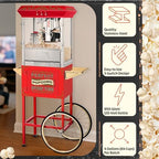 Great Northern Popcorn Company 5995 10 oz. Perfect Popper Popcorn Machine with Cart - Red (5995 GNP Red 10oz. Full)