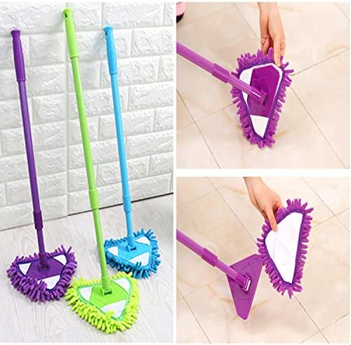 180 Degree Rotatable Adjustable Triangle Cleaning Mop with Reusable Mop Heads Cleaning Sponges Cloths, Multi-Functional Retractable Home Wall Ceiling Floor Cleaning Mop for Bathtub Glass Bed Bottom.
