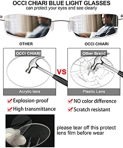 OCCI CHIARI 1.75 Reading Glasses Blue Light Blocking For Womens Lady Designer Reader with Comfortable Frameless Durable Spring Hinge 1.0 1.25 1.5 1.75 2.0 2.25 2.5 2.75 3.0 3.5 4.0 5.0 6.0