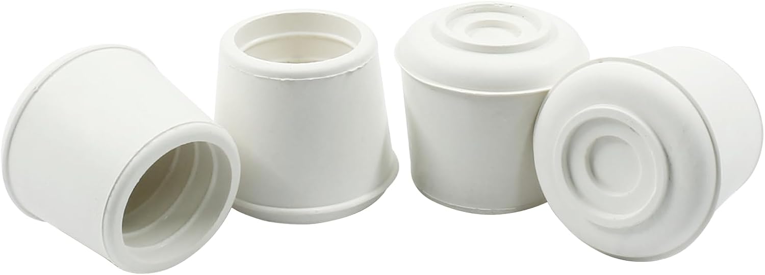 16Pcs 7/8 Inch (22mm) Chair Leg Tips Caps, Round Rubber Non-Slip Folding Chair Leg End Caps White Furniture Table Feet Caps Floor Protector Cover for Hardwood Floors