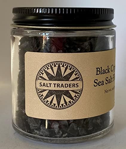 Salt Traders Cyprus Black Pyramid Sea Salt Flakes - 2 oz Net Wt. (Glass Jar)