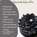 Confect Black Gum Paste for Cake Decorating – 8.8 oz | Premium Edible Sugar Paste for Making Elegant Roses, Ruffles, Leaves & Halloween Cake Decorations | Soft, Flexible Fondant for Flowers & Designs | Vegan, Gluten-Free, Nut-Free, Soy-Free- 8.8 Oz