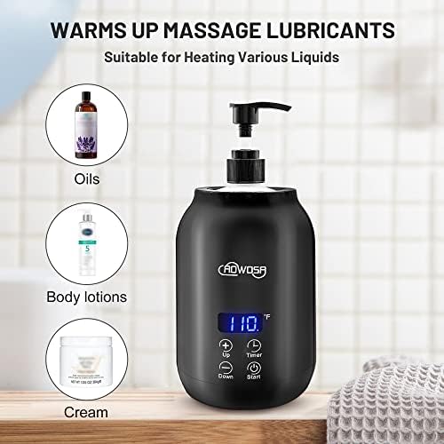 Massage Oil Warmer Bottle Professional Electric Lotion Digital Heater for SPA, Automatic Oil Warmer Heated Oil Lotion Cream for Salon, Barber Shops, Home, with Two Oil Bottle Dispenser (Black)