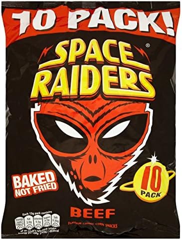 Space Raiders Beef Flavour Cosmic Corn Snacks / Chips 40 x 22g Bags from UK