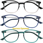 Success Eyewear Reading Glasses 3 Pair Stylish Color Readers Fashion Glasses for Reading Men & Women