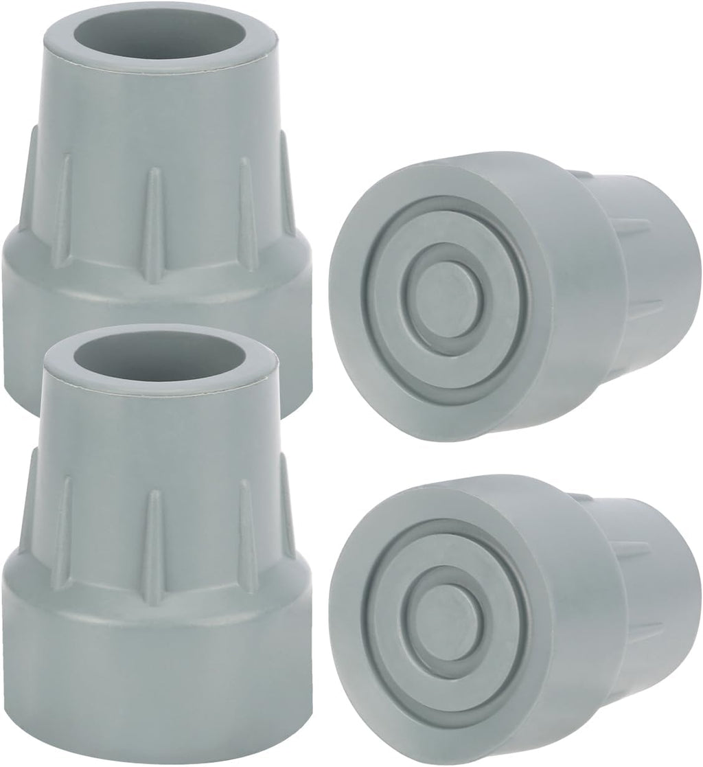 supregear Rubber Cane Tips 1" (4 X 25mm), Heavy Duty End Stoppers for Walking Cane, 1 inch Replacement Feet Caps for Walkers, Commodes, Shower Chairs, 4-Pack 1-inch Crutches Tips (Grey)