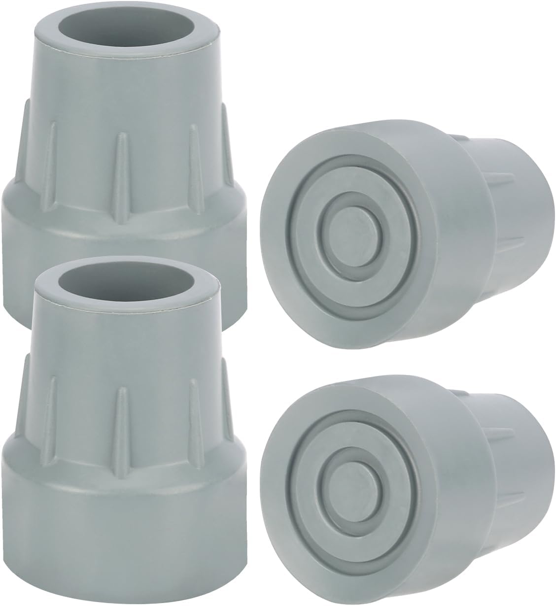 supregear Rubber Cane Tips 1" (4 X 25mm), Heavy Duty End Stoppers for Walking Cane, 1 inch Replacement Feet Caps for Walkers, Commodes, Shower Chairs, 4-Pack 1-inch Crutches Tips (Grey)