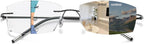 Frameless Progressive Multifocal Reading Glasses Diamond Cut Photochromic Sunglasses Titanium Progressive Readers