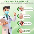 30 Pcs Metatarsal Foot Pads for Pain Relief, 0.28" Thick Felt Ball of Foot Cushion for Women and Men Non Slip Metatarsalgia Mortons Neuroma Forefoot and Sole Pads for Shoes High Heels-White