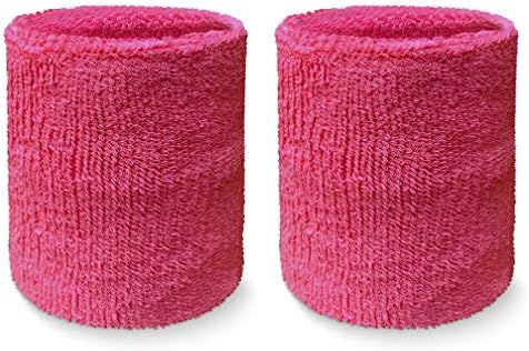 COUVER 4" Tall Wrist Sweatband - Plain Solid Color Soft Cotton Terry Cloth Sport Wristband 1 Pair