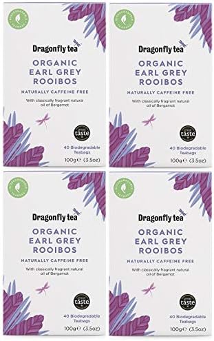 (4 Pack) - Dragonfly Tea - Earl Grey Rooibos Tea | 40 Bag | 4 Pack Bundle