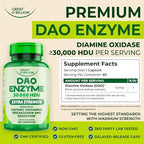 DAO Enzyme (Diamine Oxidase) - Digestive Enzymes for Women & Men - 30,000 HDU - Gut Health Supplements - Digestive Health Histamine Support - Enzymes for Digestion - 60 Capsules