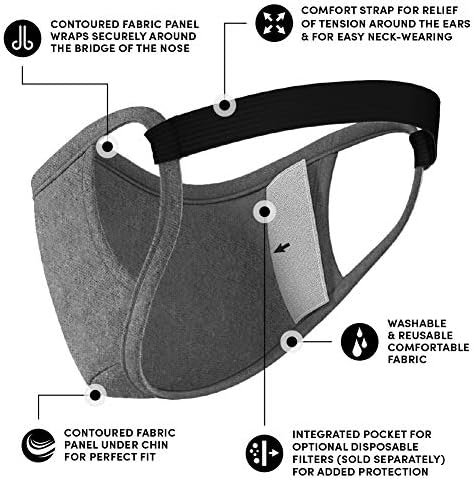 Safe+Mate x Case-Mate - Cloth Face Mask - Washable & Reusable - Adult L/XL - Cotton - Includes Filter - 6 Pack - Black/Navy/Gray
