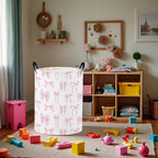 Baby Laundry Basket Baby Nursery Hamper Kids Laundry Basket Toy Storage Bin for Boys Room Decor Gift Baskets for Bedroom Bathroom(Pink Bowknot)