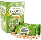The Happy Snack Company Roasted Chickpeas - Lime and Cracked Pepper, 24 x 1 oz packs, crunchy chickpea snacks, garbanzo snack, vegan chickpea snack, gluten free, dairy free, plant based protein & fiber