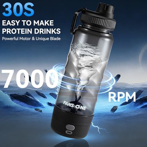 Electric Protein Shaker Bottle, 24 oz USB C Rechargeable Electric Mixer, Shaker Cups for Protein Shakes and Meal Replacements, Portable Blender Self Mixing Cup for Gym Workout, Black