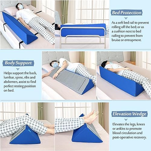 AOSSA Bed Rail Pillow Soft Foam Bolster Bed Rails for Elderly Adults Fall Protector Medical Bedside Safety Assisting Rail Bed Bumper Wedges for Elderly Positioning Hospital Bed Rail Padding Cushion