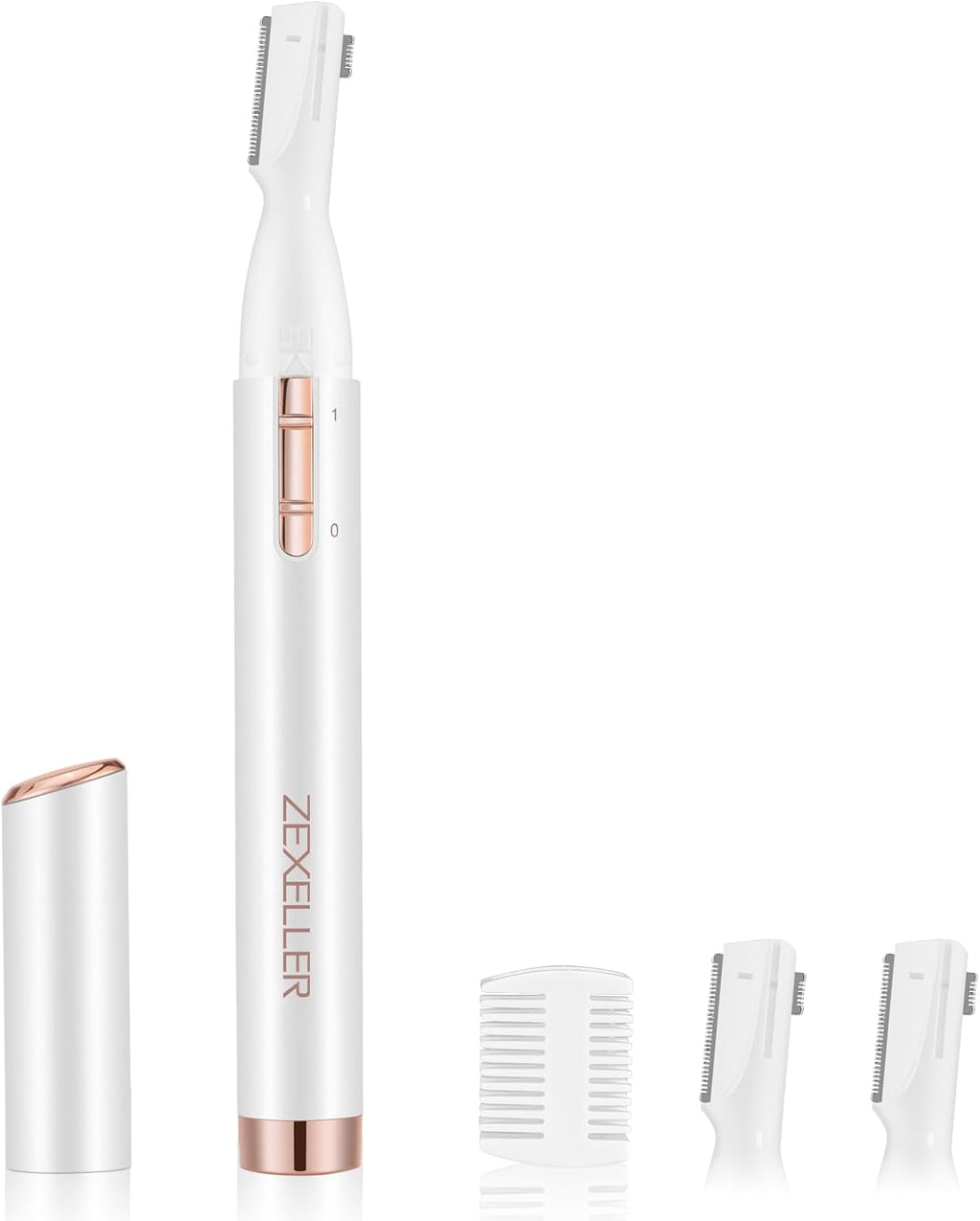 Upgraded Eyebrow Trimmer, Precision Electric Razor for Women Men, Battery Operated Painless Facial Hair Remover with Adjustable Comb & Washable Blade (Face, Upper Lip, Chin, Neck)