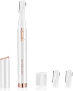 Upgraded Eyebrow Trimmer, Precision Electric Razor for Women Men, Battery Operated Painless Facial Hair Remover with Adjustable Comb & Washable Blade (Face, Upper Lip, Chin, Neck)