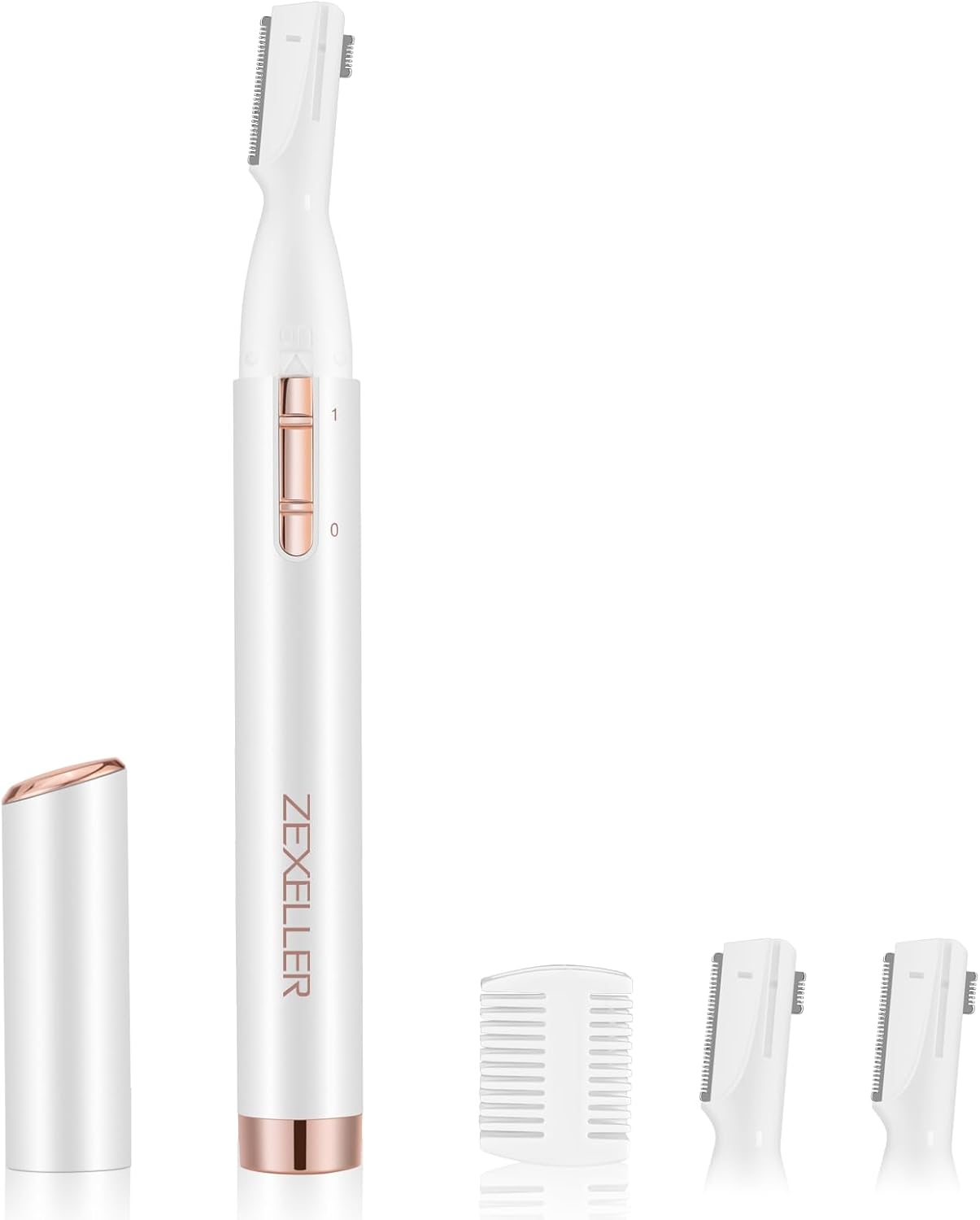 Upgraded Eyebrow Trimmer, Precision Electric Razor for Women Men, Battery Operated Painless Facial Hair Remover with Adjustable Comb & Washable Blade (Face, Upper Lip, Chin, Neck)