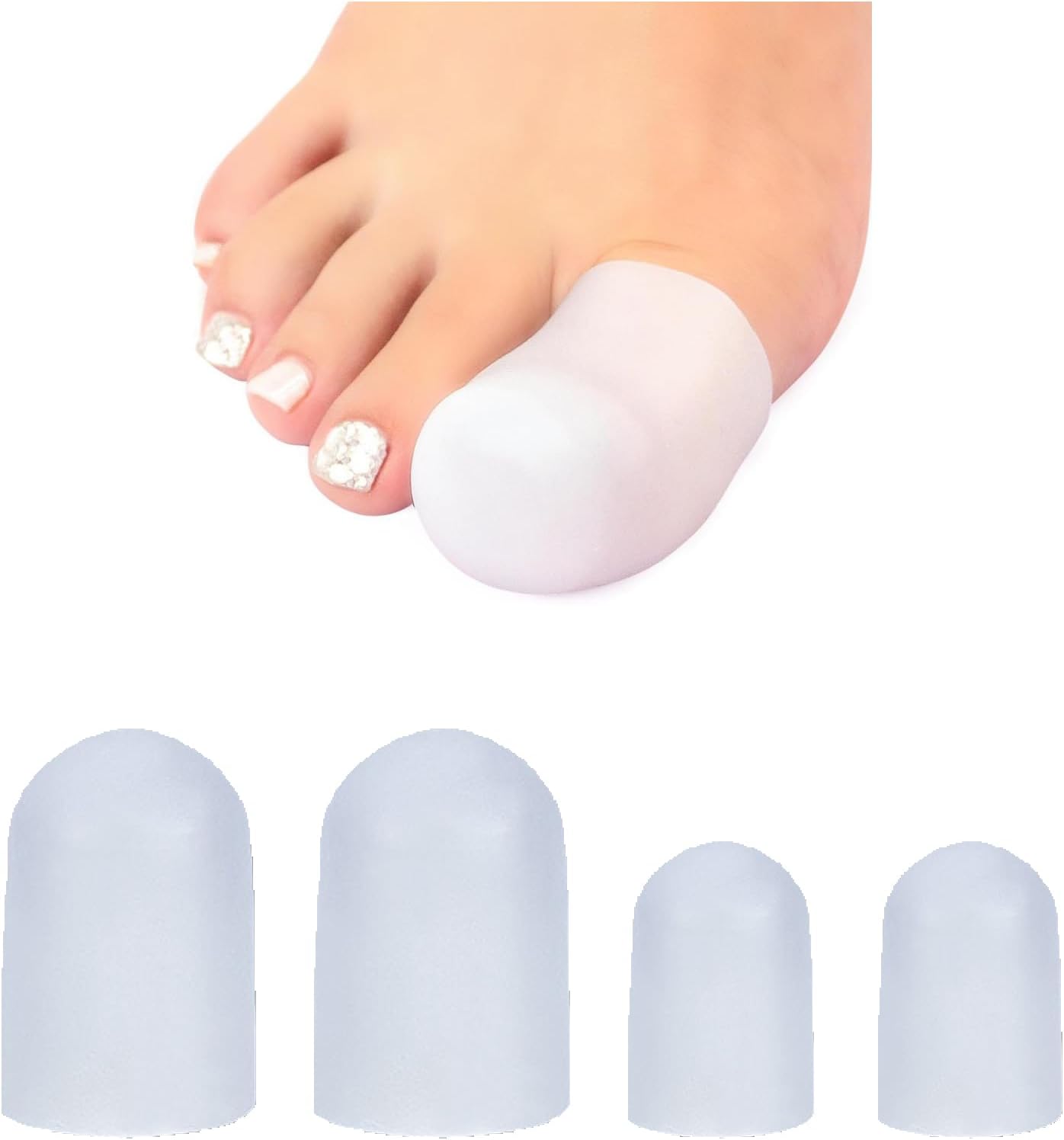 Ballet Toe Pads & Toe Caps Set for Pointe Shoes, Dance Toe Undies Dancer Foot Pads - 2M/2L Sizes