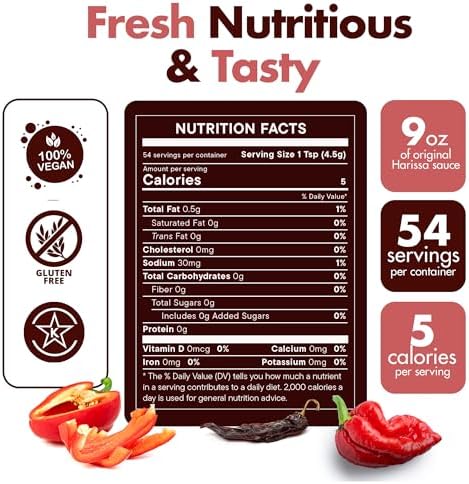 SHUUG Harissa Sauce (9oz) | Hot & Spicy Red Pepper Flavor | Middle Eastern Harissa Paste Sauce with Dried Chilis, Lemon & Garlic | Vegan, Non-GMO, Kosher | Flavor Cooking, Dipping & Marinades | 9oz