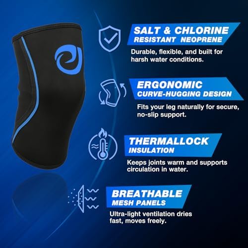 Nvorliy AquaFlex Pro Knee Brace, Compression Knee Sleeve for Swimming, Aquatic, Sailing, Scuba Diving, Surfing, Paddle Boarding, Kayaking & Injury Recovery – Supports Women & Men