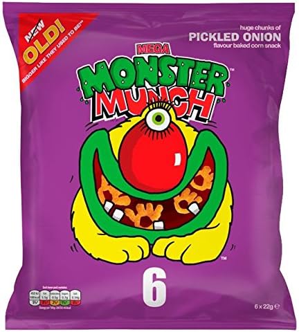 Walkers Monster Munch Pickled Onion Snacks 6 x 22g