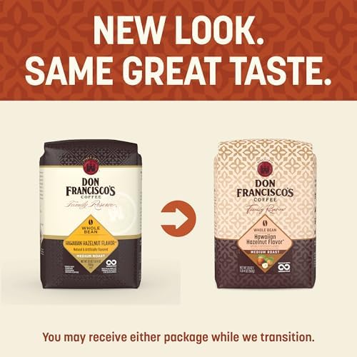 Don Francisco's Hawaiian Hazelnut Whole Bean Coffee, Medium Roast – 100% Arabica, Flavored Coffee, 20 oz Bag