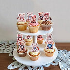 40Pcs Edible Teddy Bears Cupcake Toppers Cute Bear Baby Cupcake Picks for Bear Theme Baby Shower Baby Gender Reveal Little Bears Theme Boys Girls Birthday Party Cake Cupcake Decorations