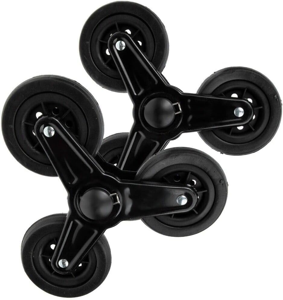 6 Wheel Shopping Trolley Folding Black Tri Wheel Stair Climbing or Curb with seat 96 x 43 x 27cm Canvas Waterproof Bag
