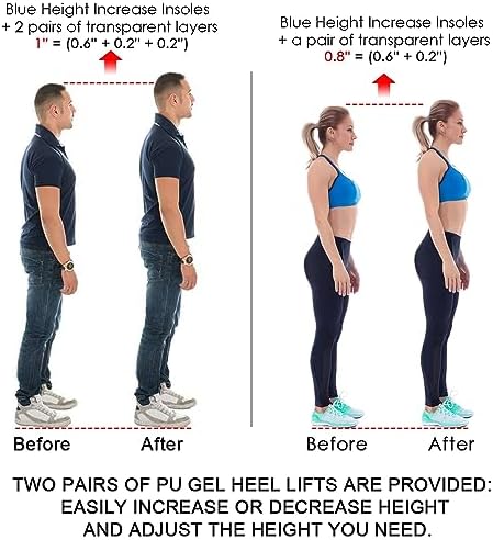 Dr. Shoesert 3-Layer Adjustable Height Increase Insoles, 3/4 Length Shock Absorption Cushion Heel Lift Inserts