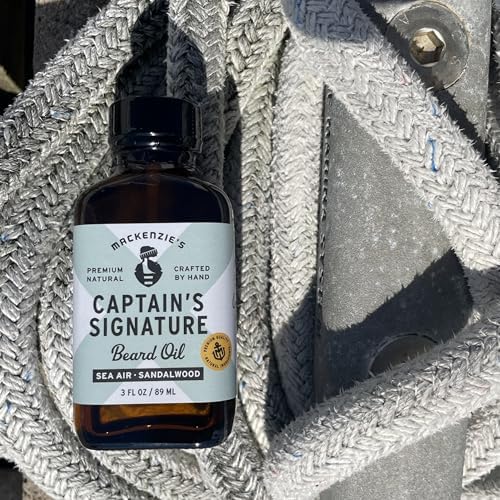 MACKENZIE'S Captain's Signature Beard Oil - Gifts for Fishermen - Gifts for Men - Natural - Nourishing - Moisturizing - Sea Air & Sandalwood Scented - 3 OZ