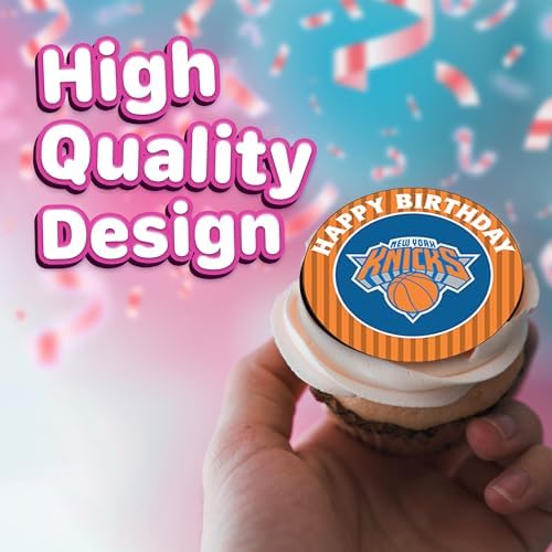 30 x Edible Cupcake Toppers – New York Basketball Team Themed Collection of Edible Cake Decorations | Uncut Edible on Wafer Sheet