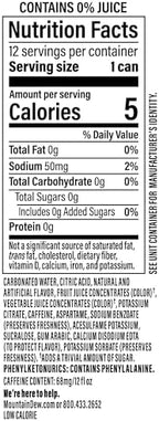 Mountain Dew, Baja Cabo Citrus Zero Sugar 12 Fl Oz Cans (Pack of 12)