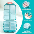 1 PcsPill Organizer for Travel, Double Layer Foldable Weekly Pill Organizers, Medicine Case Pill Box Case Holder with 10 Compartments for Vitamin, Pills, Supplement(Green)
